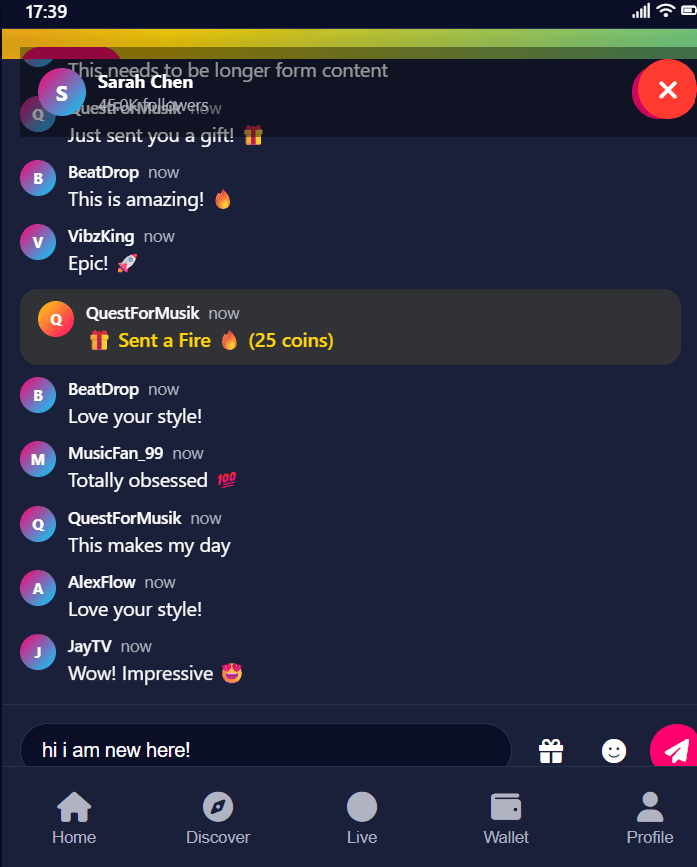 StreamFlow — Live Streaming Chat App